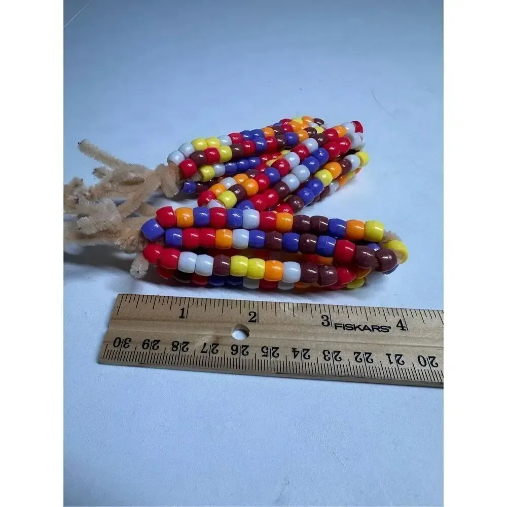Vintage Lot of 3 Handmade Indian Corn Lacing Thanksgiving Fall Decorations